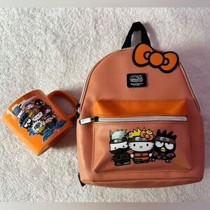 Hello Kitty x Naruto collab mug and backpack